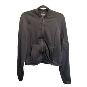 Harley Davidson Jacket Womens L Black Mid Layer Soft Shell Full Zip Motorcycle